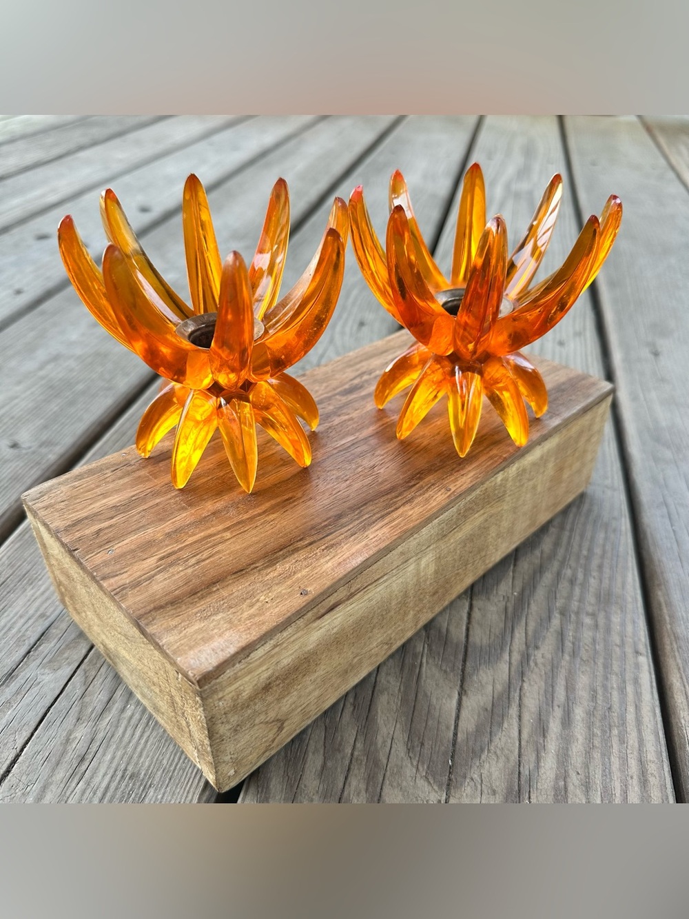 Friedel Lotus Lucite Vintage Gesch 1960 German Lotus Orange Atomic Candle Holder